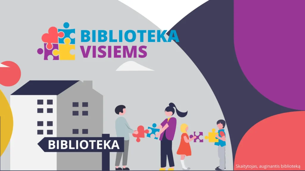 Du suaugę ir du vaikai vieni kitems duoda dėlionės fragmentus